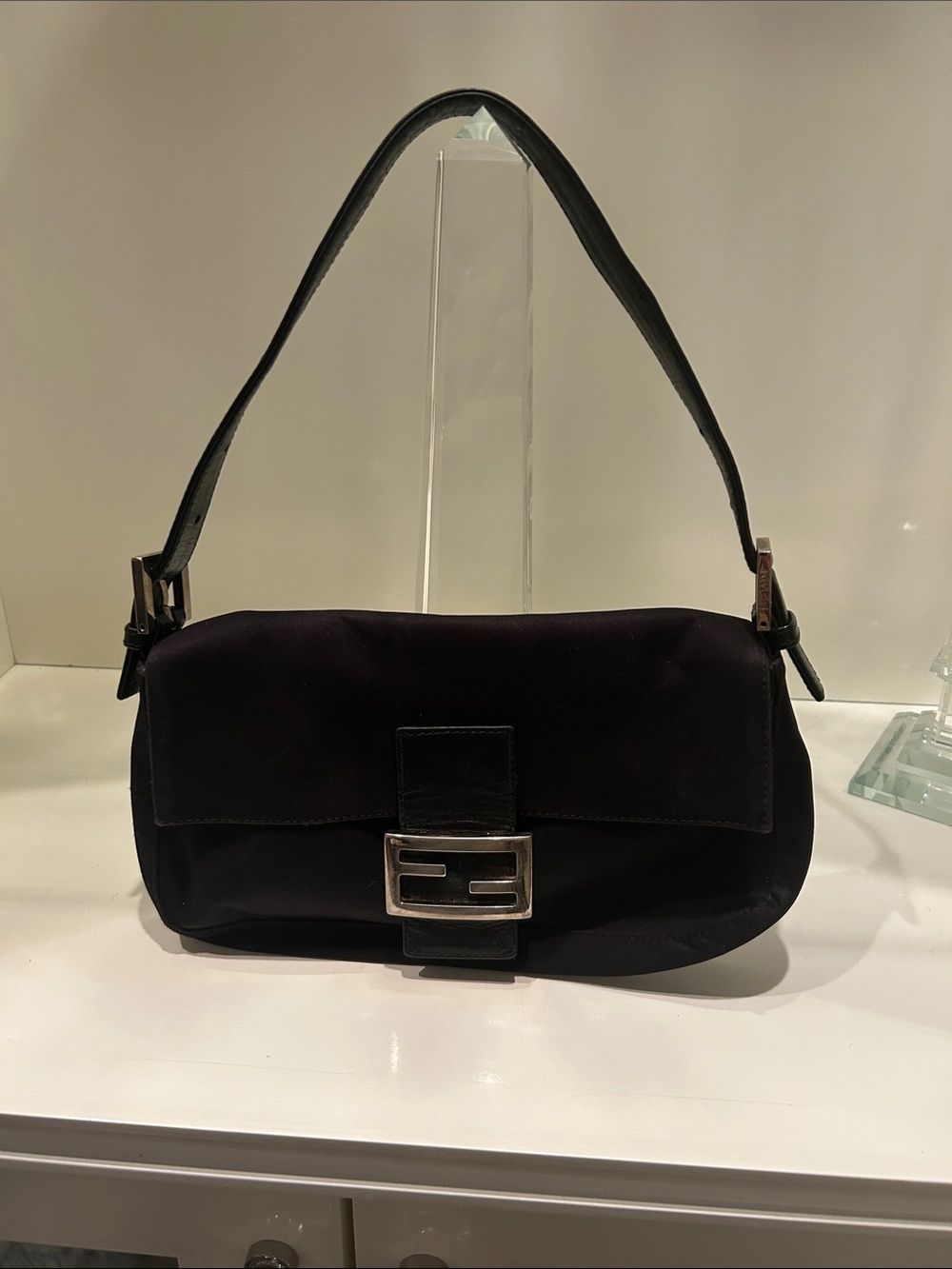 Fendi Black Shoulder Bag with Silver Hardware